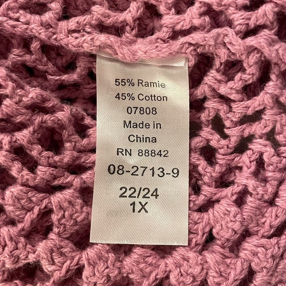 Roaman’s Short Sleeve Crochet Cardigan Plus Size 22/24 1X Lilac - Picture 16 of 16